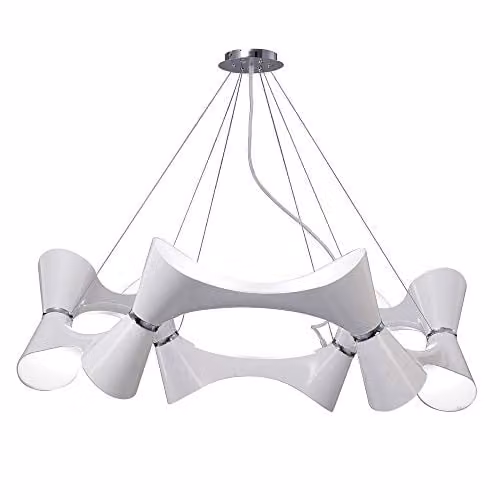 Netlighting Ora 12-Light Round Pendant Light in White and Chrome with E27 Sockets