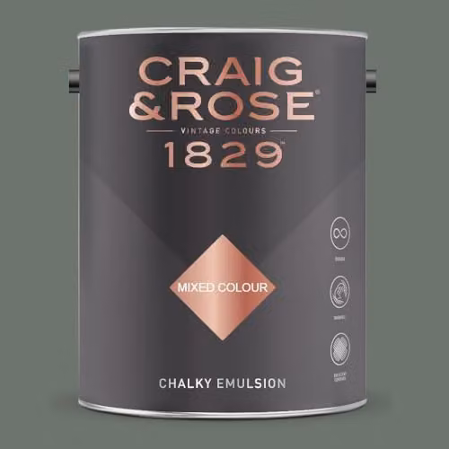 Craig & Rose 1829 Paint Stop Chalky Matt Emulsion in Pullman Green, 5 l