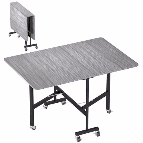 HOMCOM Mobile Drop Leaf Table with Castors, Grey, W/D/H: 120 x 80 x 73 cm – 1