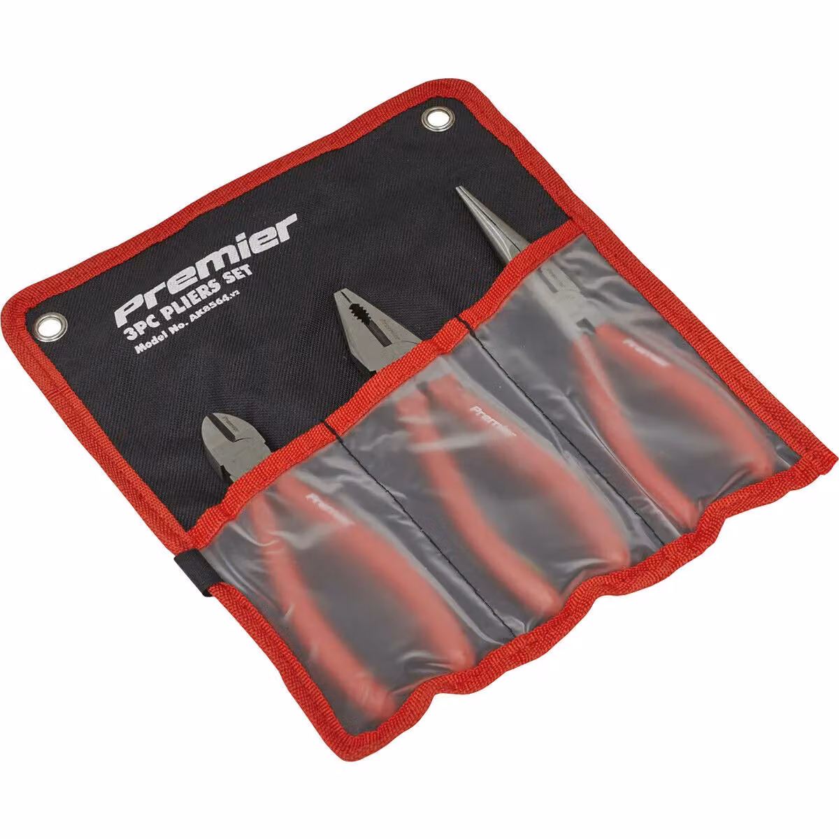 Loops 3 Piece Pliers Set with Combination, Long Nose and Side Cutters in Red and Multicolour Chrome Vanadium Steel – 2