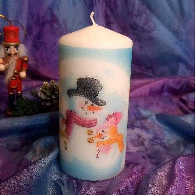 Viki Christmas Snowman Candle in White