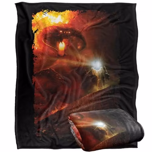 Warner Bros. The Lord Of The Rings You Shall Not Pass Super Soft Fleece Throw Blanket, Multicolour, W: 152 cm, D: 127 cm