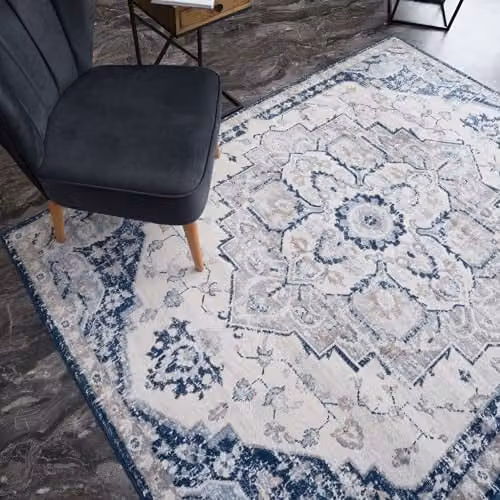 The Rugs Vintage Oriental Area Rug in Blue and Beige, W: 170 cm, D: 120 cm – 1