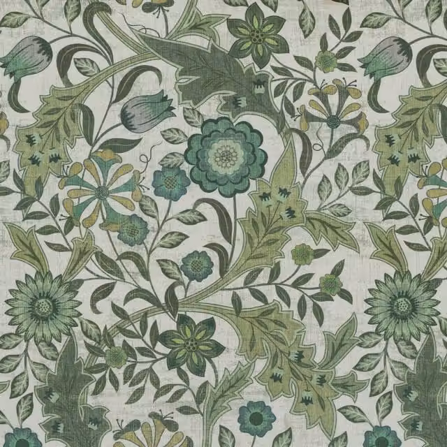 Linda Barker Home Agra Printed Emerald Green Cotton Fabric