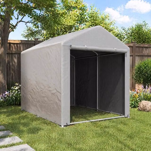STILVORA Garden Storage Shed Tent in Grey with Zipped Door – 1