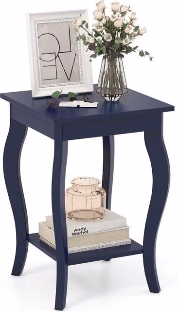 Costway Modern Blue Bedroom Nightstand and Living Room Accent Table