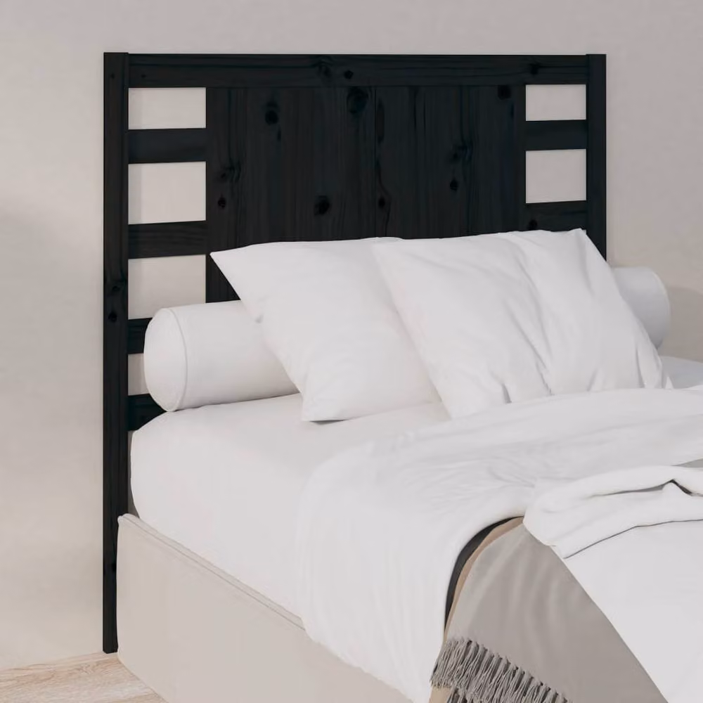 Berkfield Home Black Rustic Solid Pine Wood Headboard, W: 106 cm, D: 4 cm, H: 100 cm – 2