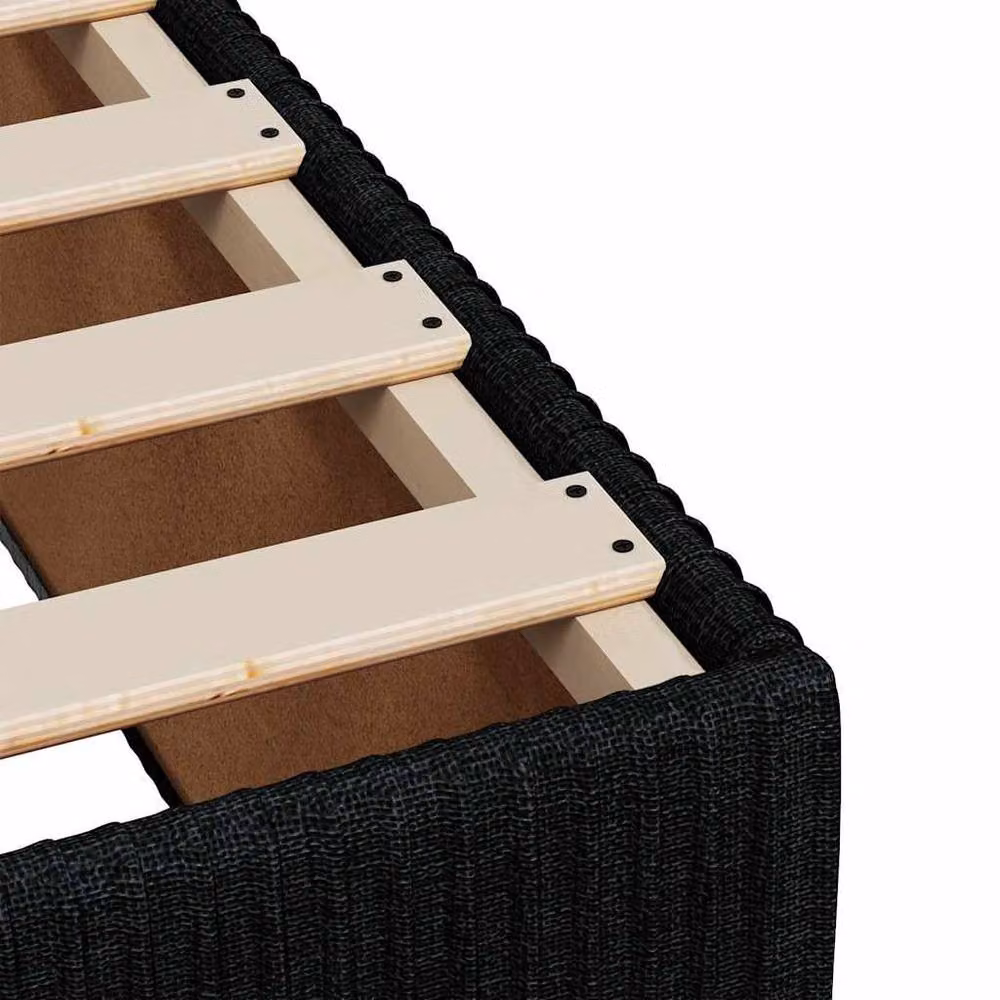 Berkfield Home Single Upholstered Fabric Bed Frame in Black – 4