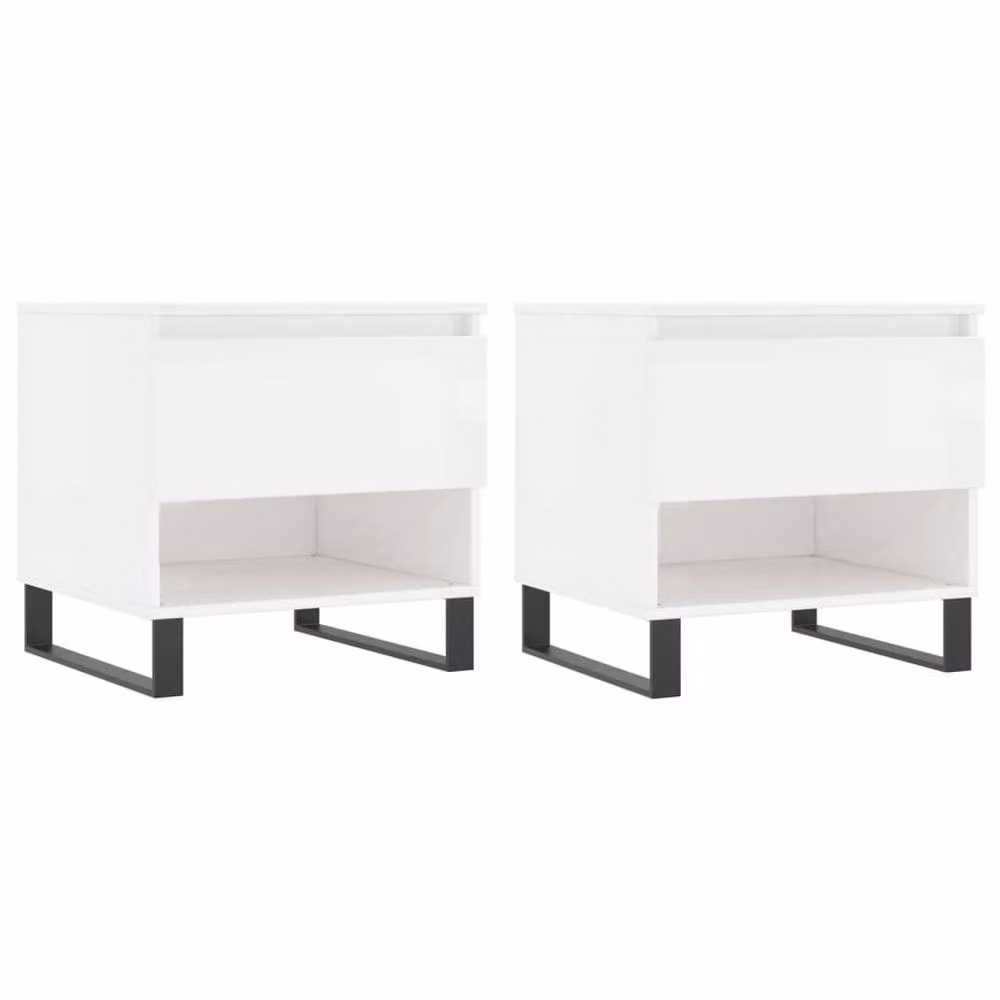 Berkfield Home Modern High Gloss White Coffee Table Set of 2, W/D/H: 50 x 46 x 50 cm – 2