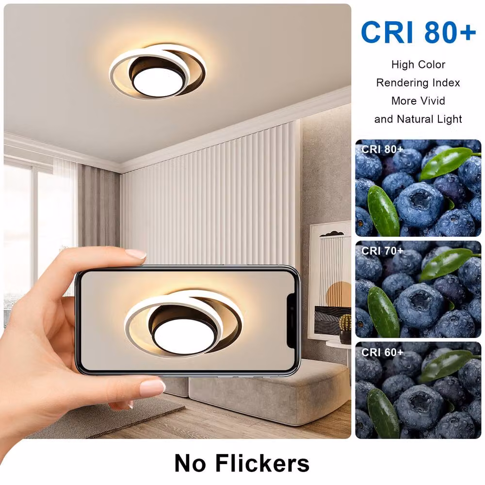 Pheashine Double Round LED Ceiling Light, 32W, Black and White Modern Ring Design – 3