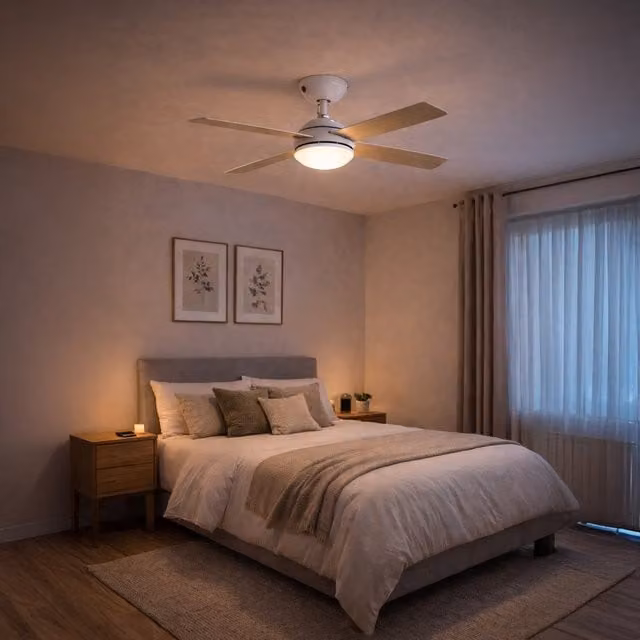 Eglo Ceiling Fan with LED Light and Remote Control, White and Brown, Diameter: 106.6 cm