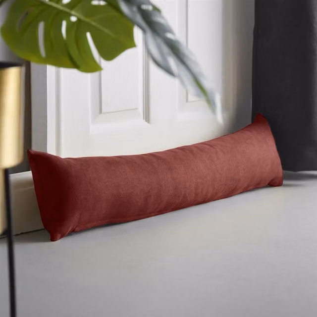 Livinluxury Velvet Chenille Draught Excluder in Red