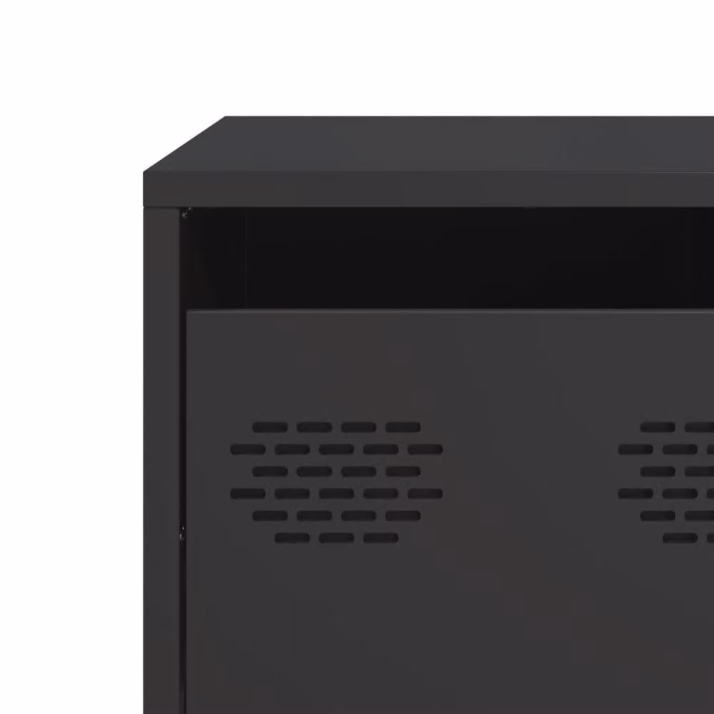 Berkfield Home TV Cabinet in Matt Black Cold-rolled Steel, W: 68 cm, D: 50 cm, H: 43.5 cm – 7