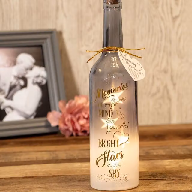 Boxer Gifts Memories of You Memorial Light-Up LED Starlight Bottle in Multicolour, Grey, White and Transparent