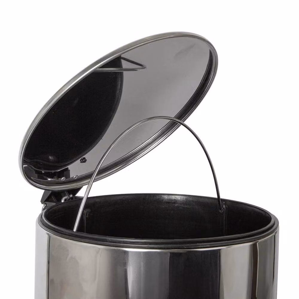 EONLION Round Stainless Steel Kitchen Pedal Bin in Silver, W/D/H: 36 x 31 x 30 cm – 3