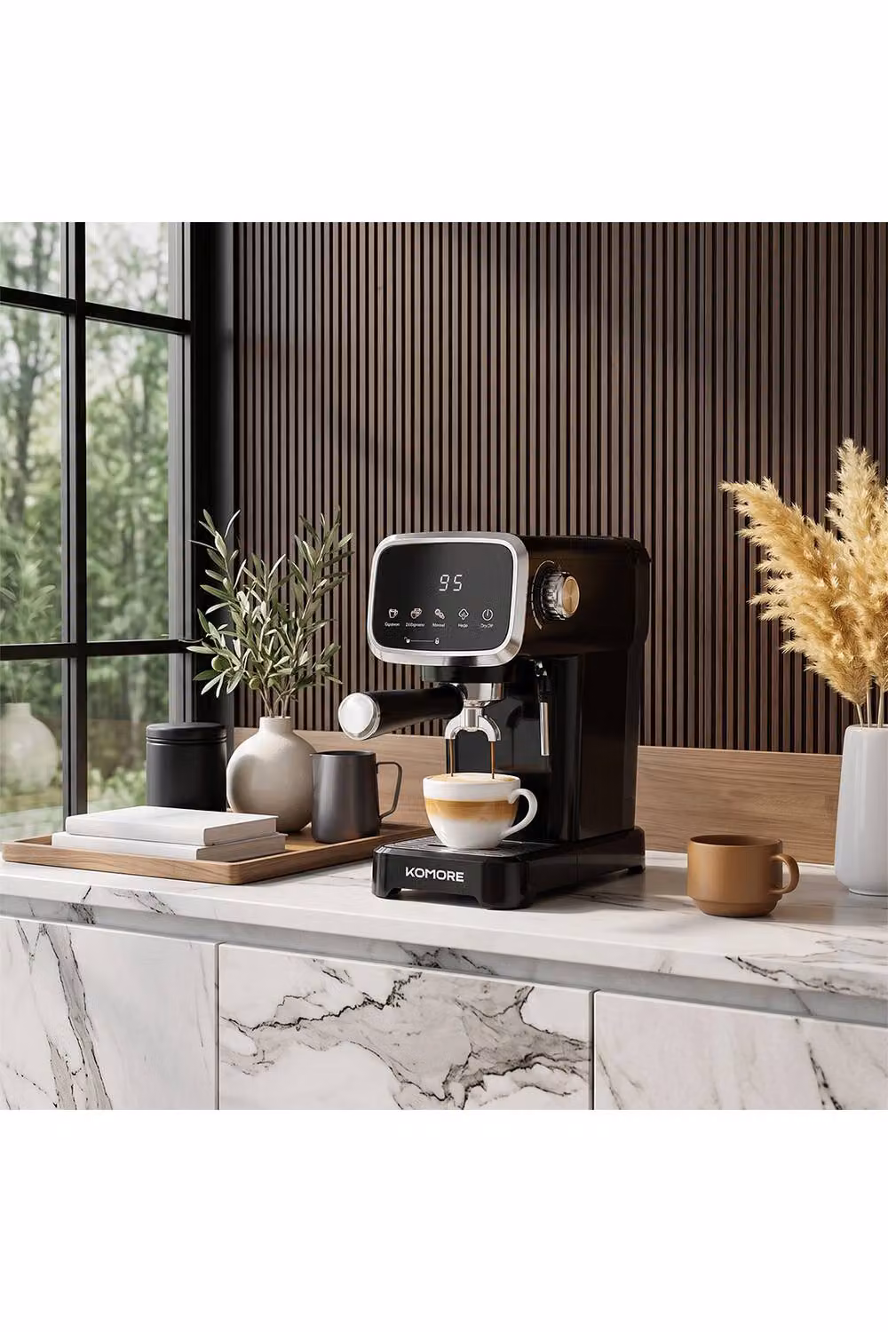 Living and Home Espresso Machine with Milk Frother and Touch Display in Black and Transparent – 5