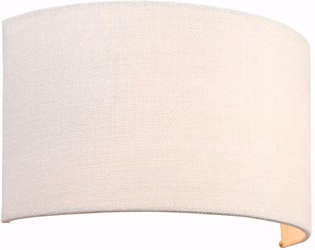 Endon Arc Up and Down Wall Light in White Fabric with Gold and Brass Details