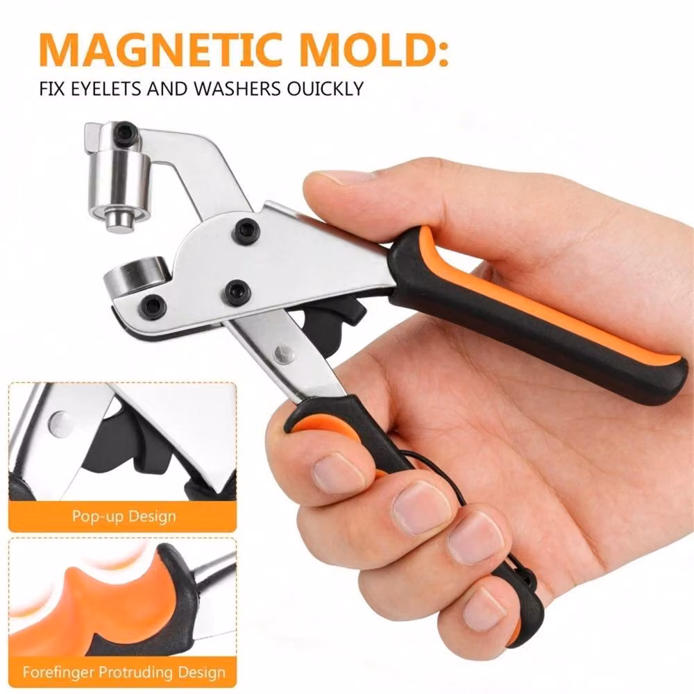Nordara Eyelet Plier Grommet Punch Tool Kit in Orange – 3