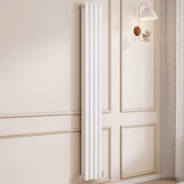 Banyetti Orva White Vertical Single Oval Column Towel Rail, H 180 cm x W 23.6 cm – 1