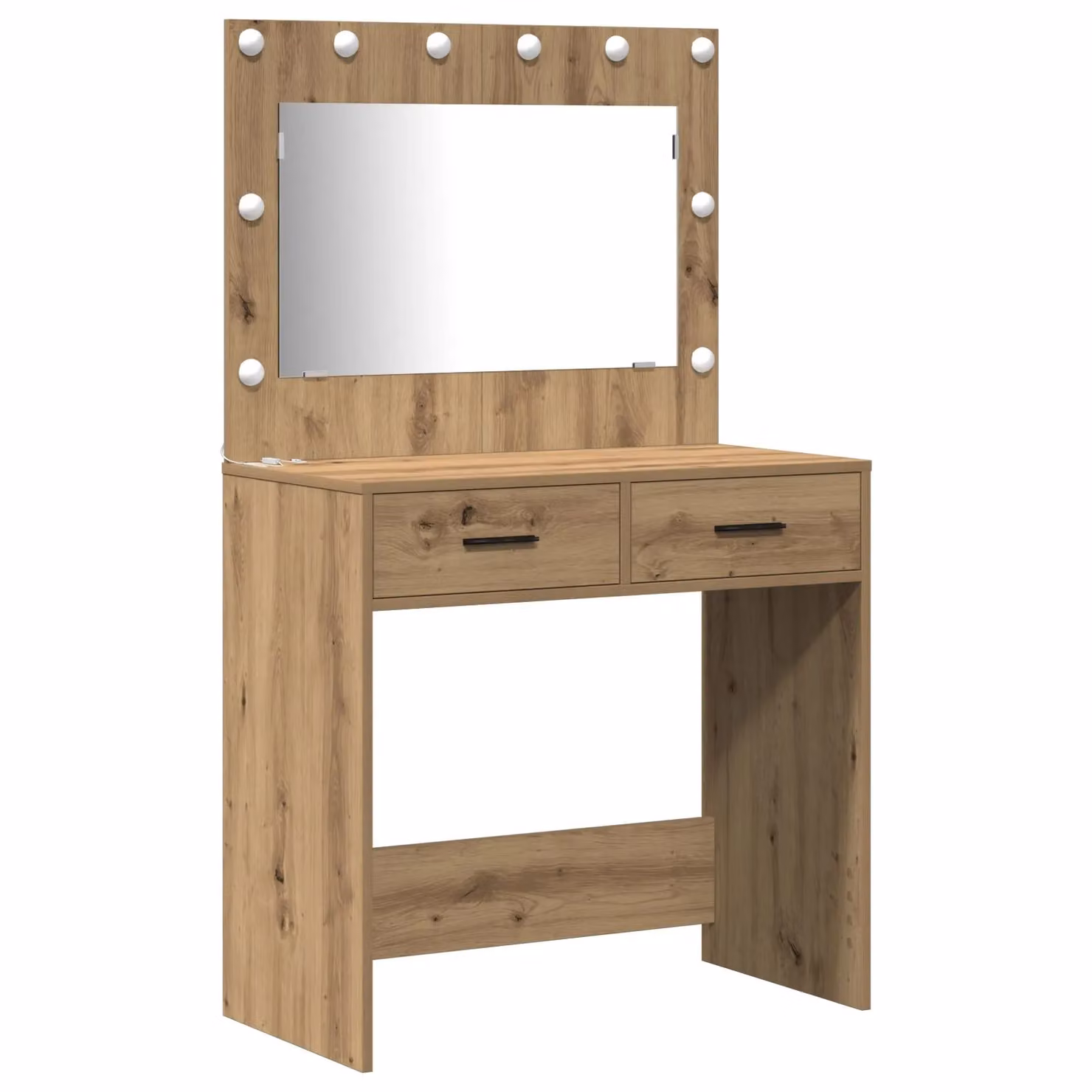 Berkfield Home 2 Piece Hollywood LED Dressing Table Set in Brown Artisan Oak Engineered Wood – 3