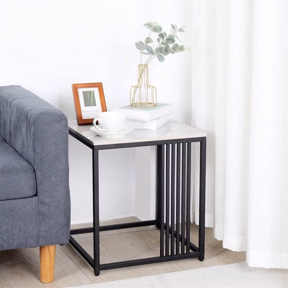 NESTLUNE Nordic Marble Small Coffee Table and Sofa Side Table in Black, W/D/H: 100 x 15 x 15 cm – 3