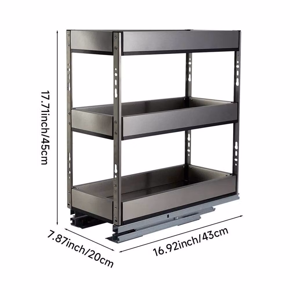 Kelvenix Silver Stainless Steel Pull Out Kitchen Cabinet Basket, W/D/H: 25 x 43 x 45 cm – 2