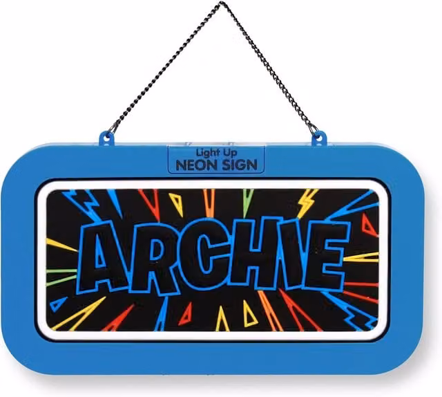 History & Heraldry Archie Pre-personalised Blue LED Light-Up Neon Bedroom Sign