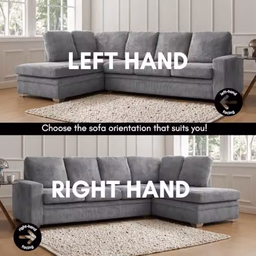 Home Detail Alcott Left-Hand Facing L-Shape Corner Sofa in Grey Cord Fabric – 3