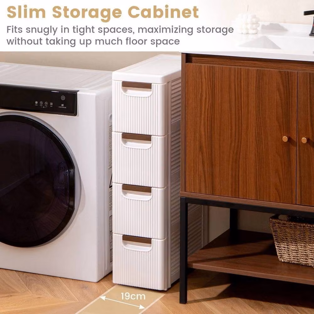 FORGEVIO 4-Drawer Rolling Storage Cabinet in White – 3