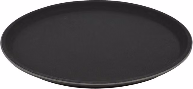 Kelvenix Round Non-Slip Rubber Textured Serving Tray, Black, Diameter: 28 cm – 1