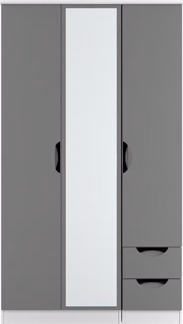 Ready Assembled 2 U Holborn Tall Triple Mirror and Drawer Wardrobe in Dark Grey