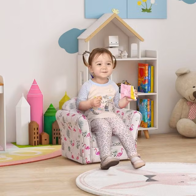 AIYAPLAY Kids Armchair Toddler Sofa Chair in Pink, W/D/H: 44.0 x 50.0 x 44.0 cm