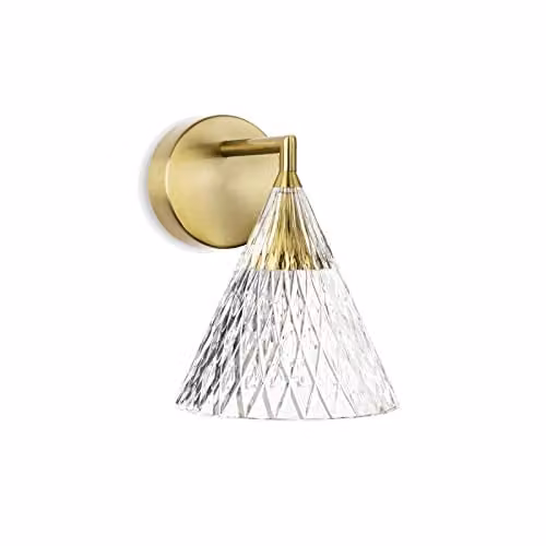 Netlighting Veneto LED Glass Dome Shade in Gold/Brass, 6.7W, 2700K Warm White
