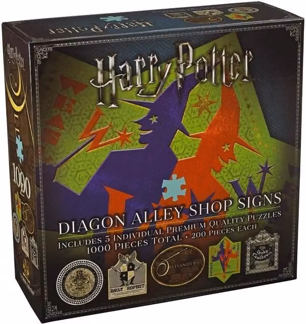Noble Collection Harry Potter Diagon Alley Shop Signs 200 Piece Jigsaw Puzzle in Brown and Multicolour