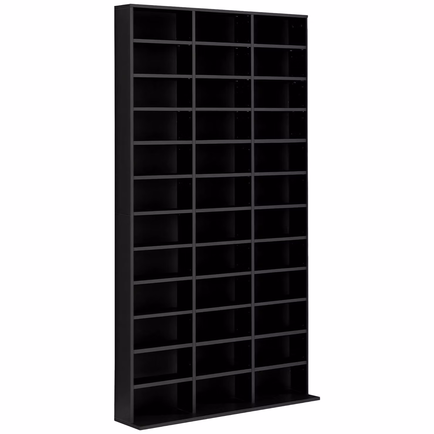 HOMCOM Modern Black Wooden Media Storage Display Shelf with Adjustable Compartments and Back Panel, H: 195.0 cm x W: 102.0 cm – 2