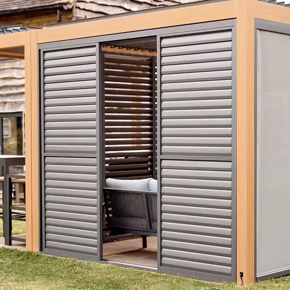 Leisure Grow Savannah 3M Sliding Aluminium Wall with Movable Louvres in Grey