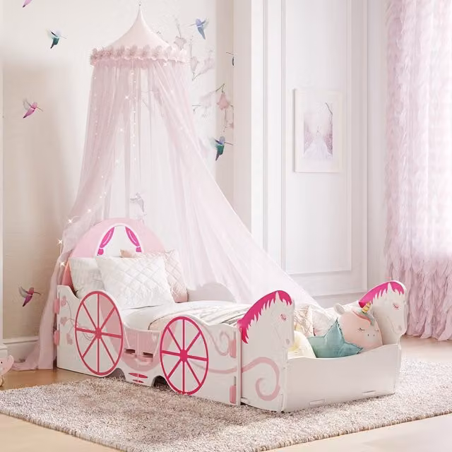 Kidsaw Princess Carriage Junior Bed in Pink and White