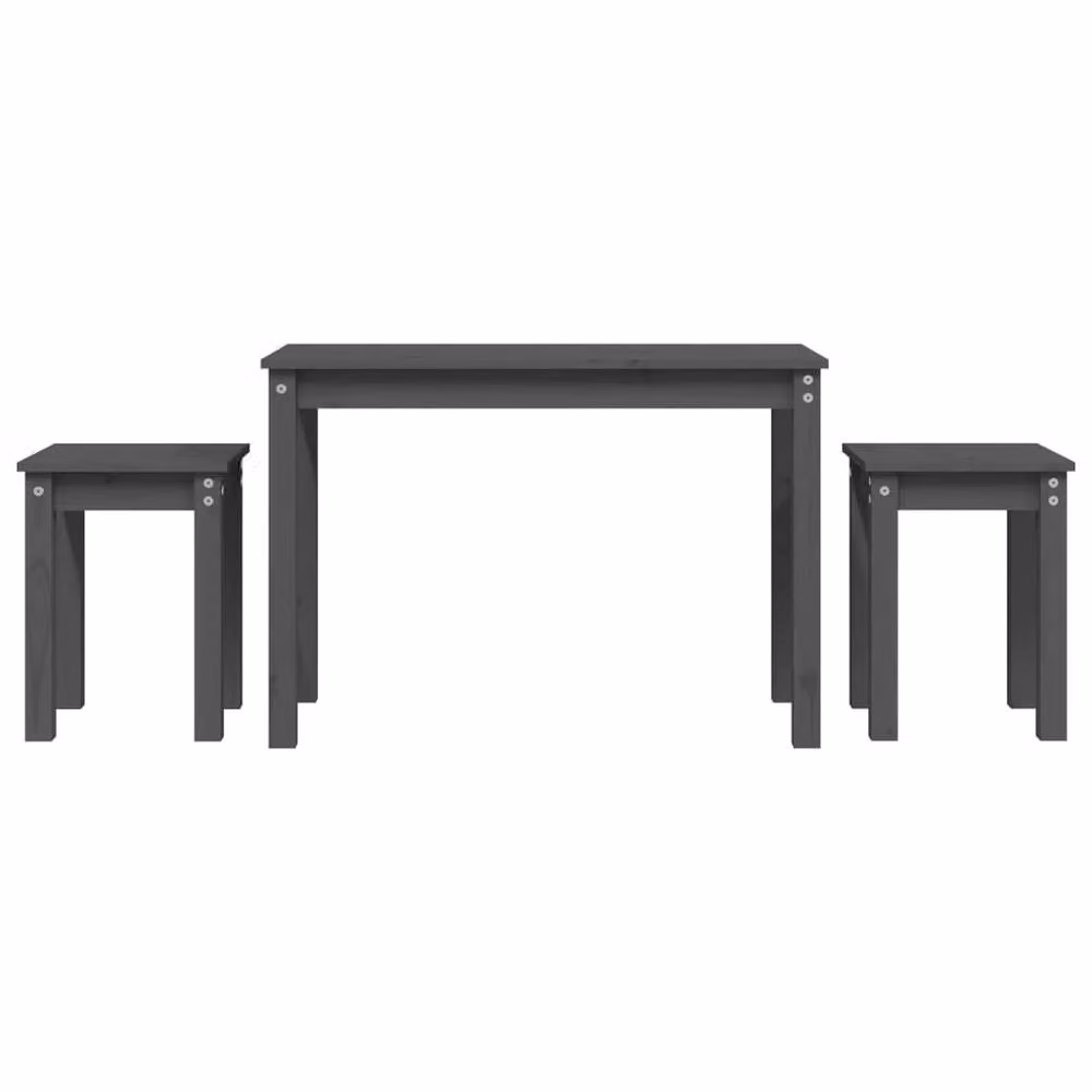 Berkfield Home 3-Piece Nesting Tables in Grey Rustic Solid Pine Wood – 2