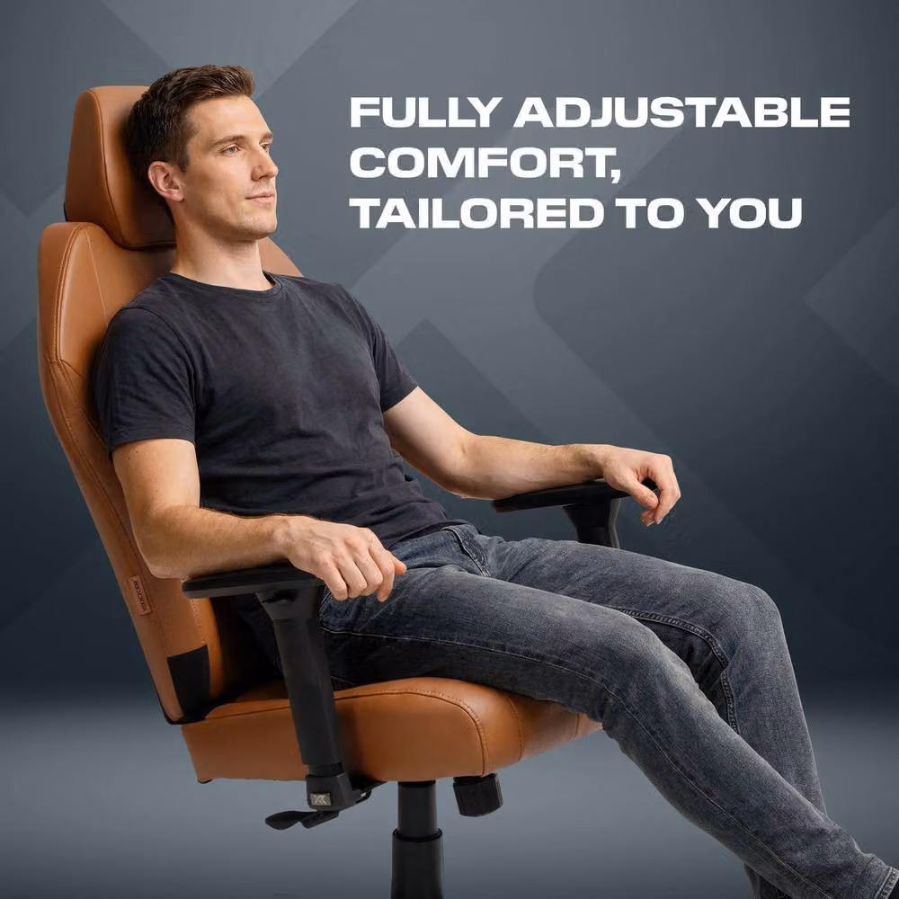 X Rocker Elara Executive Gaming and Office Chair in Brown Synthetic Leather with Headrest – 2