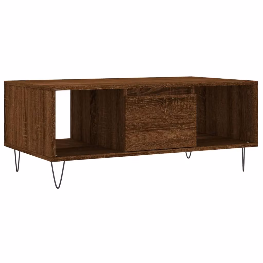 Berkfield Home Modern Rectangular Coffee Table in Brown Oak, W: 90 cm, D: 50 cm, H: 36.5 cm – 2
