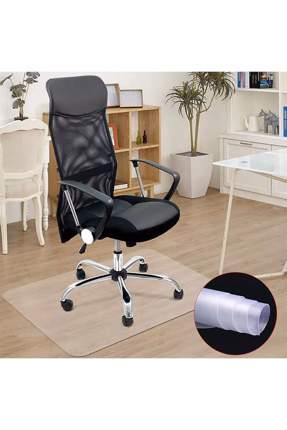 Living and Home Transparent Non-Slip PVC Office Chair and Desk Mat, W: 120 cm x D: 75 cm – 2