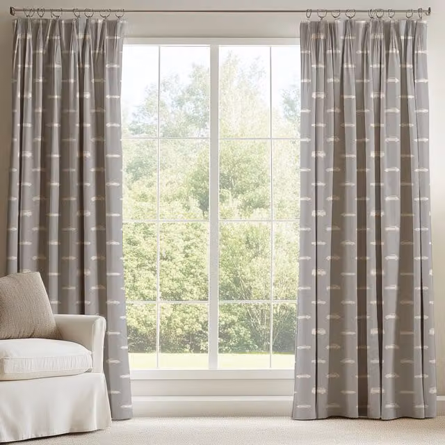 ANTE DECOR Made To Measure Blackout Cotton Curtains with Vintage Car Print in French Grey