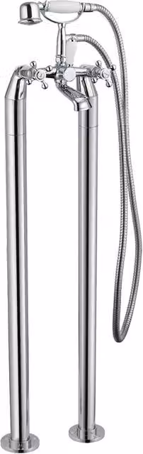 Nes Home Traditional Chrome Freestanding Bath Shower Mixer with Handset in Silver
