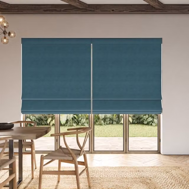 Ante Decor Lusso No Joins Ocean Blue Blackout Made To Measure Roman Blind