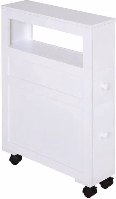 KORVIXA Narrow White Bathroom Storage Unit H: 72 cm, W: 16 cm, D: 16 cm