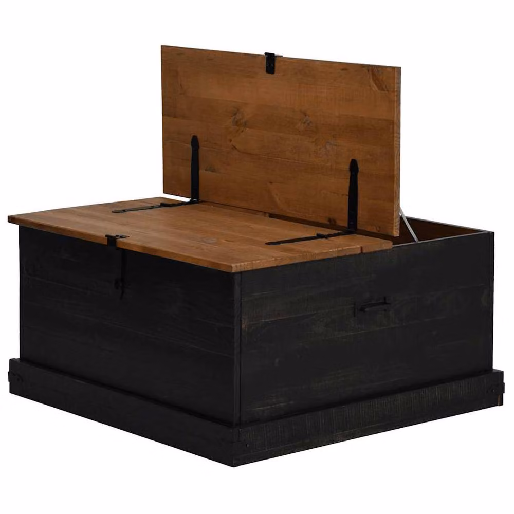 Berkfield Home HALDEN Storage Chest in Black Solid Pine Wood, W/D/H: 91 x 91 x 47 cm – 4
