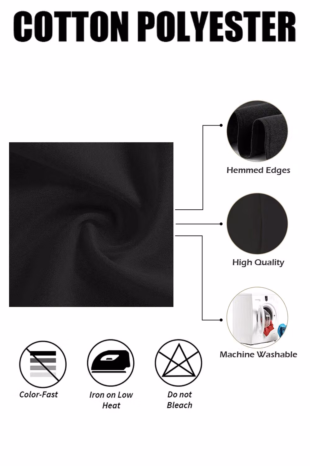 Neel Blue Black Polyester Reusable Table Napkins, W/D/H: 50 x 50 x 50 cm – 2