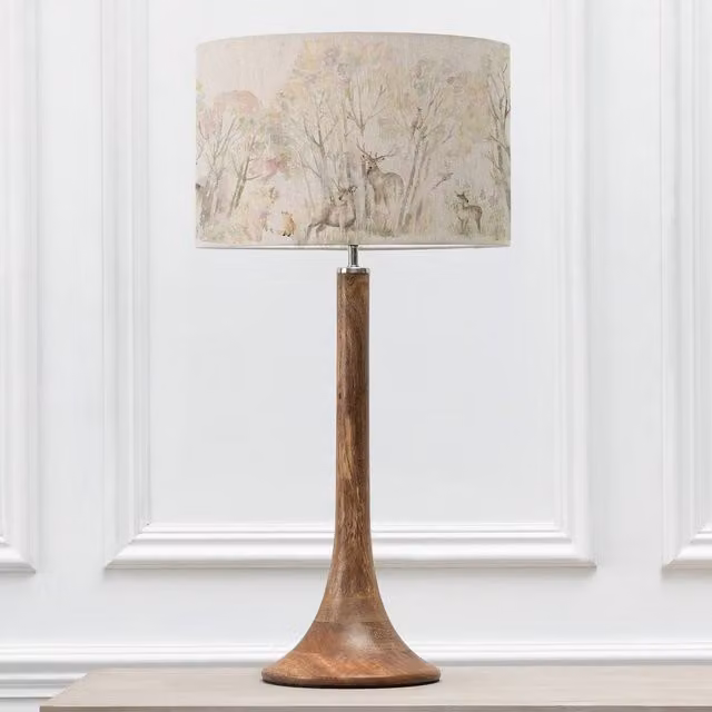Voyage Maison Kinross Tall Table Lamp with Enchanted Forest Eva Lampshade in Brown and Wood