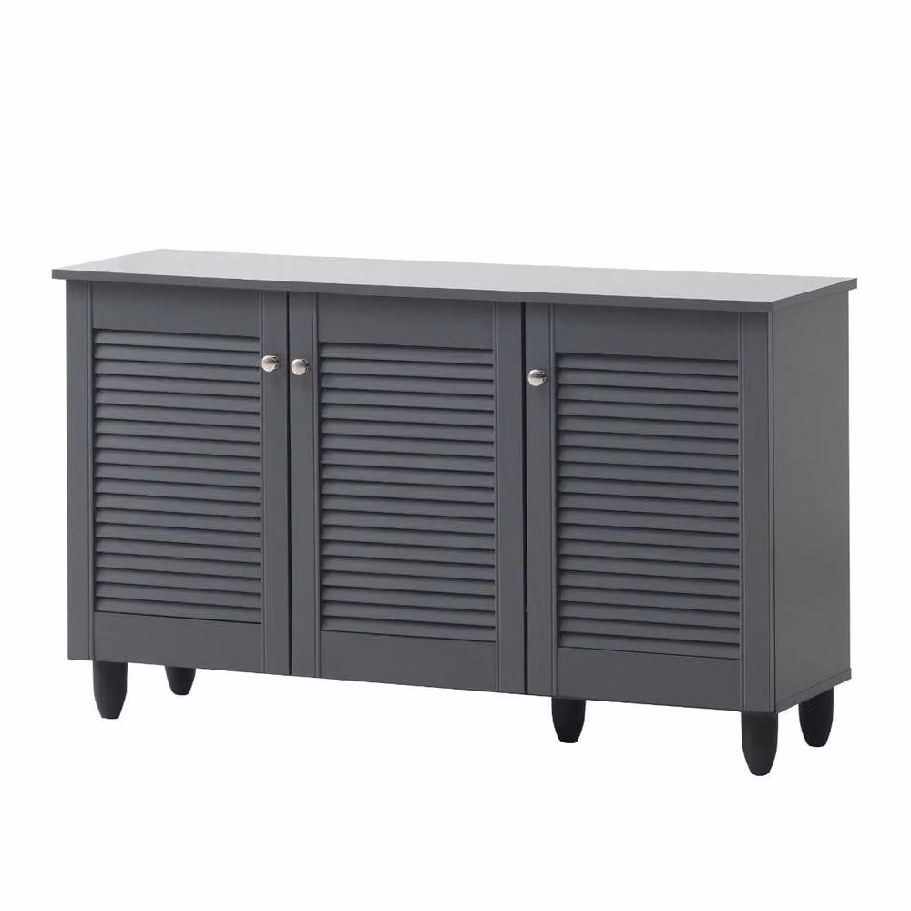 Timber Art Design Modern 3-Door Shoe Storage Cabinet in Grey, W/D/H: 114 x 33.6 x 67.5 cm – 3