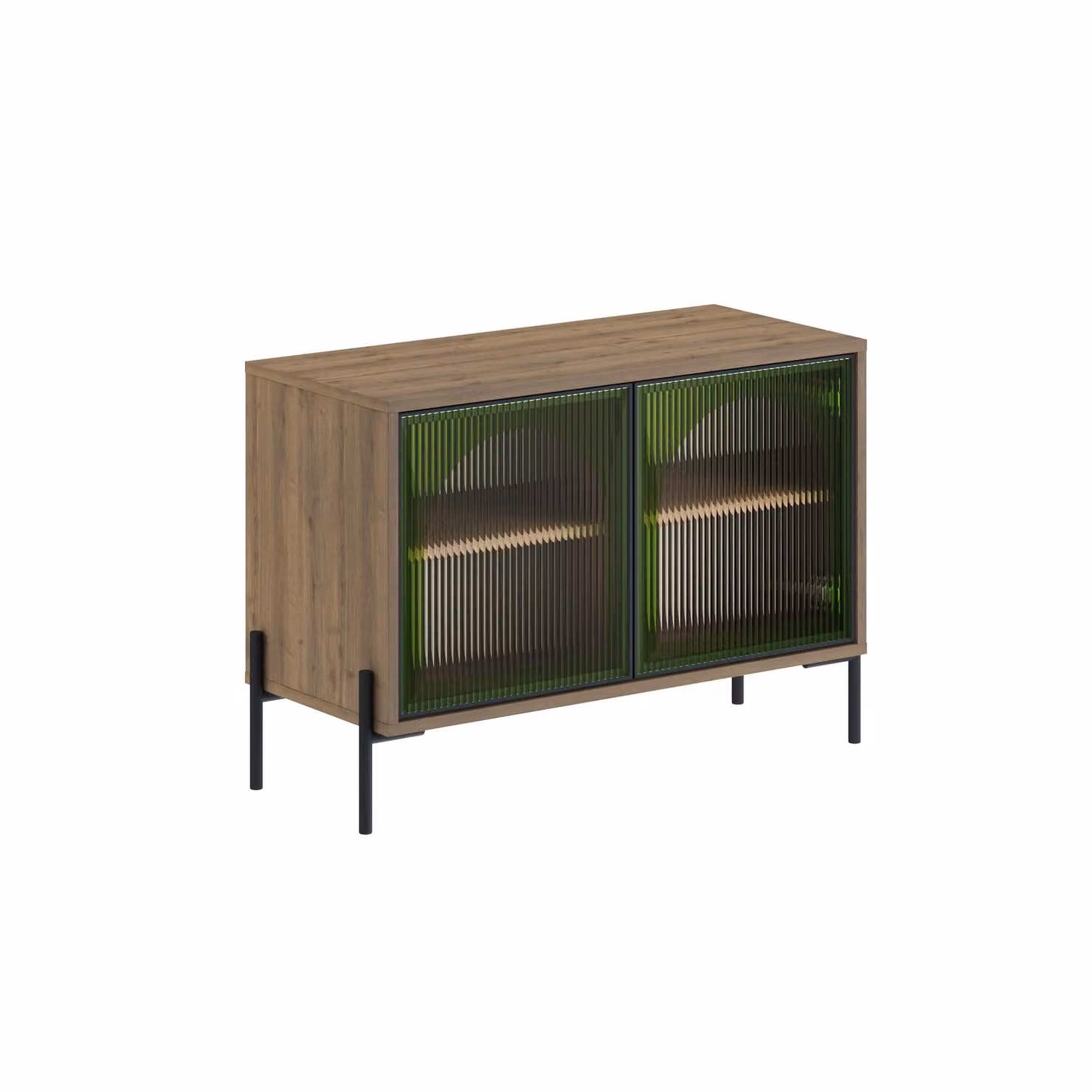 Decortie Modern Sideboard Cabinet with Green Glass Doors in Dark Brown and Black – 2